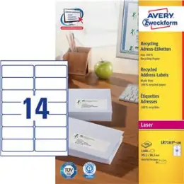 Adressetiketten Avery Zweckform 7163-100 99,1 x 38,1 mm weiß, Pack 1400 Stk/ 100 Blatt