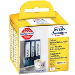 Ordner-Rückenschild Etiketten Avery Zweckform AS0722470 190 x 38 mm selbstklebend weiß, Rolle 110 Stk
