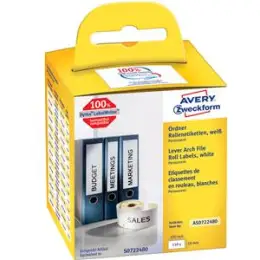 Ordner-Rückenschild Etiketten Avery Zweckform AS0722480 190 x 59 mm selbstklebend weiß, Rolle 110 Stk