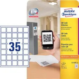 QR-Code-Etiketten Avery Zweckform L7120-25 35 x 35 mm blickdicht, Inkjet Laser Kopierer, Pack 875 Stk/25 Blatt