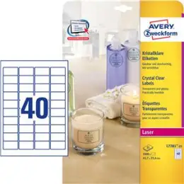 Etiketten Avery Zweckform L7781-25 45,7 x 25,4 mm kristallklar, Pack 1000 Stk/25 Blatt