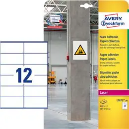 Etiketten Avery Zweckform L7875-20 105 x 48 mm stark haftend, Inkjet Laser Kopierer, Pack 240 Stk/ 20 Blatt