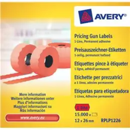 Auszeichnungsetiketten Avery Zweckform RPLP1226 12 x 26 mm rot selbstklebend 1-zeilig, Pack 15000 Stk