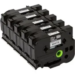 Schriftband-Kassette Brother HGe-251V5 Multipack schwarz auf weiß 24mm/8m laminiert, Pack 5 Stk