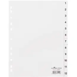 Ordnerregister Durable 6112-02 611202 1-12 für A4 weiß geprägte Taben mit Deckblatt