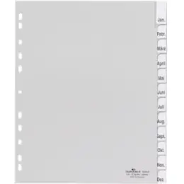 Register Durable 6446-10 644610, 6446/10 A4 12-teilig PP Überbreite grau