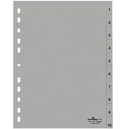 Ordnerregister Durable 6511-10 651110 für A4 1-10 grau 10-teilig geprägte Taben