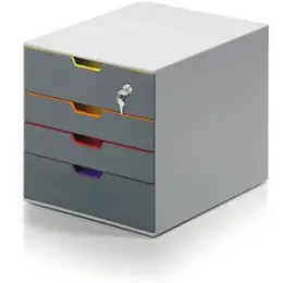Schubladenbox Durable 7606-27 760627 Varicolor Safe grau 4 farbige Schubladen, abschließbar