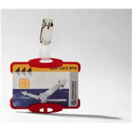 Namensschild Durable 8118-03 811803 54x85mm rot mit Clip für Betriebsausweise, Pack 25 Stk