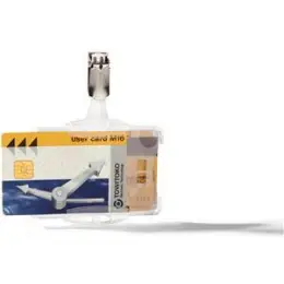 Namensschild Durable 8218-19 821819 Duo 54x85mm transparent Doppelbox mit Clip, Pack 25 Stk