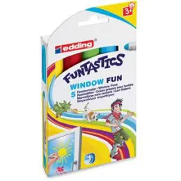 Fenstermarker Edding 16 Funtastics 4-16-5 2-6mm, Rundspitze, 5er-Set, rot, gelb, braun, hellblau, neongrün