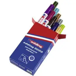 Permanentmarker Edding 3000 4-3000099 1,5-3mm, Rundspitze, 10er-Set, hellgrün, grau, ocker, türkis, olivgrün, hellorange, stahlblau, dunkelbraun, kaminrot, rotviolett