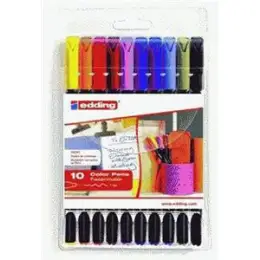 Fasermaler Edding 1200 4-1200-10-099 0,5-1mm, Rundspitze, auswaschbar, 10er-Etui, schwarz, rot, blau, grün, gelb, orange, braun, violett, rosa, hellblau