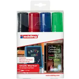 Kreidemarker Edding 4090 4-4090-4999 4-15mm, Keilspitze, 4er-Set, schwarz, rot, blau, grün
