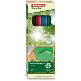 Permanentmarker Edding 25 EcoLine 4-25-4 1mm, Rundspitze, 4er Set, schwarz, rot, blau, grün