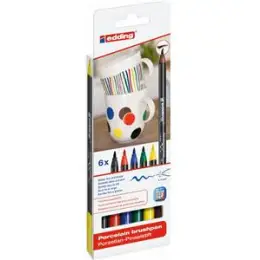 Porzellan-Pinselstift Edding 4200 4-4200-6 1-4mm 6er-Set, Schreibfarben: je 1x schwarz, rot, blau, grün, gelb, braun