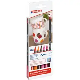 Porzellan-Pinselstift Edding 4200 4-4200-6999 1-4mm 6er-Set, Schreibfarben: je 1x rot, orange, braun, rosa, kaminrot, karmesin