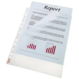 Prospekthüllen Esselte 55213 A4 90my PP genarbt oben / Lochrand offen, Pack 100 Stk