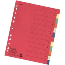 Zahlen-Register Falken 10615334 A4 1-12 Karton 6-farbig 230g