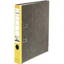 Ordner Falken 80023625 S50 Recycling A4, 50mm, Pappe/Wolkenmarmor, gelber Rücken