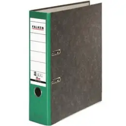Ordner Falken 80024714 S80 Recycling A4, 80mm, Pappe/Wolkenmarmor, grüner Rücken
