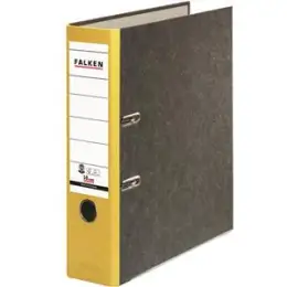 Ordner Falken 80024813 S80 Recycling A4, 80mm, Pappe/Wolkenmarmor, gelber Rücken