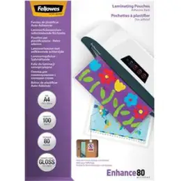 Laminierhülle Fellowes 5302202 A4 80my selbstklebend, Pack 100 Stk