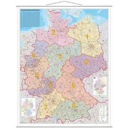 Kartentafel Franken KAM400 PLZ 137x97cm laminiert 1:750.000