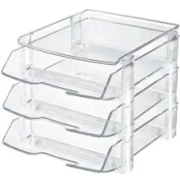 Briefablage-Set HAN 1043-23 Wave Exclusiv glasklar A4 3 Ablagen mit Abdeckung