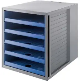 Schubladenbox HAN 14018-16 Schrank-Set Karma öko-grau/öko-blau 5-offene Schubladen