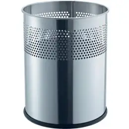 Papierkorb Helit H2515700 15 Liter Edelstahl Metall Lochdekor