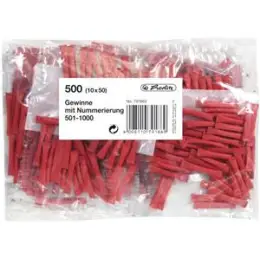 Gewinnlose Herlitz 00791863 numeriert 501-1000 rot geklammert, Pack 10 x 50 Stk