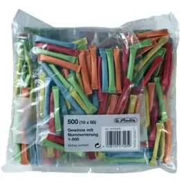 Gewinnlose Herlitz 10733376 nummeriert 1-500 farbig sortiert geklammert, Pack 10 x 50 Stk