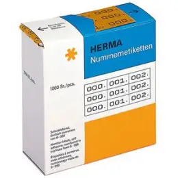 Nummern-Etiketten Herma 4807 10 x 22 mm, 0-999, 3-fach braun/schwarz, Pack 1000 Stk