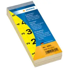 Nummernblock Herma 4891 2-fach/gelb 1-500 selbstklebend 28x56mm