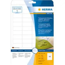 Etiketten Herma 8016 Special 45,7 x 21,2 mm transparent Folie wetterfest, Laser, Pack 1200 Stk