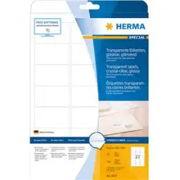 Etiketten Herma 8017 Special 63,5 x 38,1 mm transparent Folie wetterfest, Laser, Pack 525 Stk