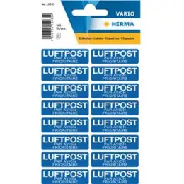 Text-Etiketten Herma 15035 Vario 12 x 40 mm blau mit Luftpostdruck in weiß, Pack 5 x 320 Stk