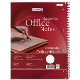 Collegeblock Landre 100050066 A4 kariert 80 Blatt für Linkshänder, Pack 100 Stk