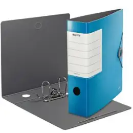 Ordner Leitz 1112-00-30 11120030 Solid A4, 82mm, Polyfoam, Gummizug, Wechselfenster, hellblau, Pack 5 Stk