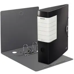 Ordner Leitz 1112-00-95 11120095 Solid A4, 82mm, Polyfoam, Gummizug, Wechselfenster, schwarz, Pack 5 Stk