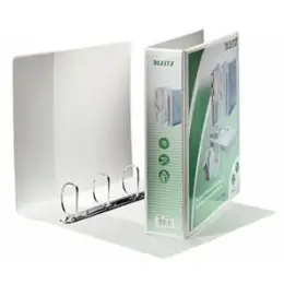 Präsentationsringbuch Leitz 4287-00-01 42870001 A4, 4 Ringe Ø 50 mm, Pappe/PP-Folie, 3 Außentaschen, 3 Innentaschen, D-Ring-Mechanik, weiß, Pack 4 Stk
