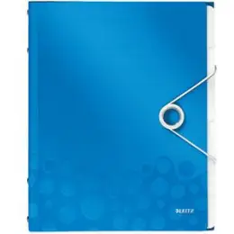 Ordnungsmappe Leitz 4633-00-36 46330036 Wow 6-Fächer A4 blau PP mit Gummizugverschluss, Pack 4 Stk