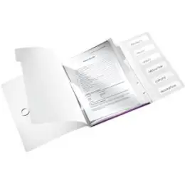 Ordnungsmappe Leitz 4633-00-62 46330062 Wow 6-Fächer A4 violett PP mit Gummizugverschluss, Pack 4 Stk