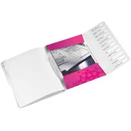 Ordnungsmappe Leitz 4634-00-23 46340023 Wow 12-Fächer A4 pink PP mit Gummizugverschluss, Pack 4 Stk