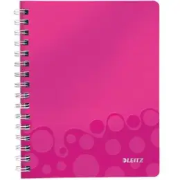 Collegeblock Leitz 4641-00-23 46410023 Wow A5 kariert 80 Blatt 80g Einband PP pink-metallic, Pack 6 Stk