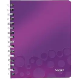 Collegeblock Leitz 4641-00-62 46410062 Wow A5 kariert 80 Blatt 80g Einband PP violett, Pack 6 Stk