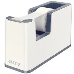 Tischabroller Leitz 5364-10-01 53641001 Wow Duo Colour weiß mit Rand grau-metallic für Rollen bis 19mmx33m