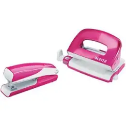 Mini Locher und Mini Heftgerät Set Leitz 5561-20-23 55612023 Wow pink-metallic