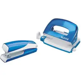 Mini Locher und Mini Heftgerät Set Leitz 5561-20-36 55612036 Wow blau-metallic